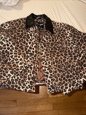 Fashion Nova Leopard Print Quilted Bomber Jacket with Black Collar